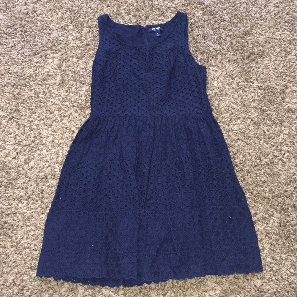 Old Navy Navy Eyelet Dress